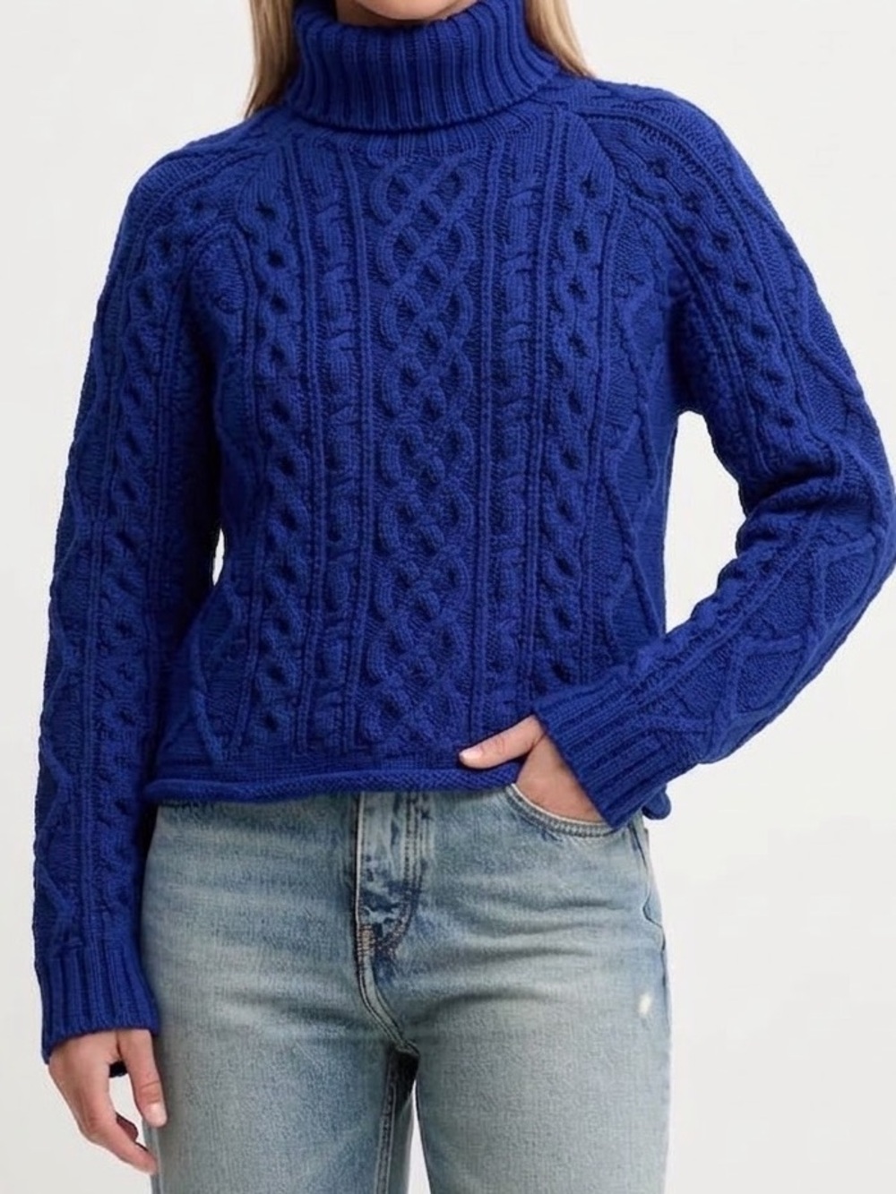 Maison Margiela 100% Wool Cable-Knit Turtleneck Sweater M
